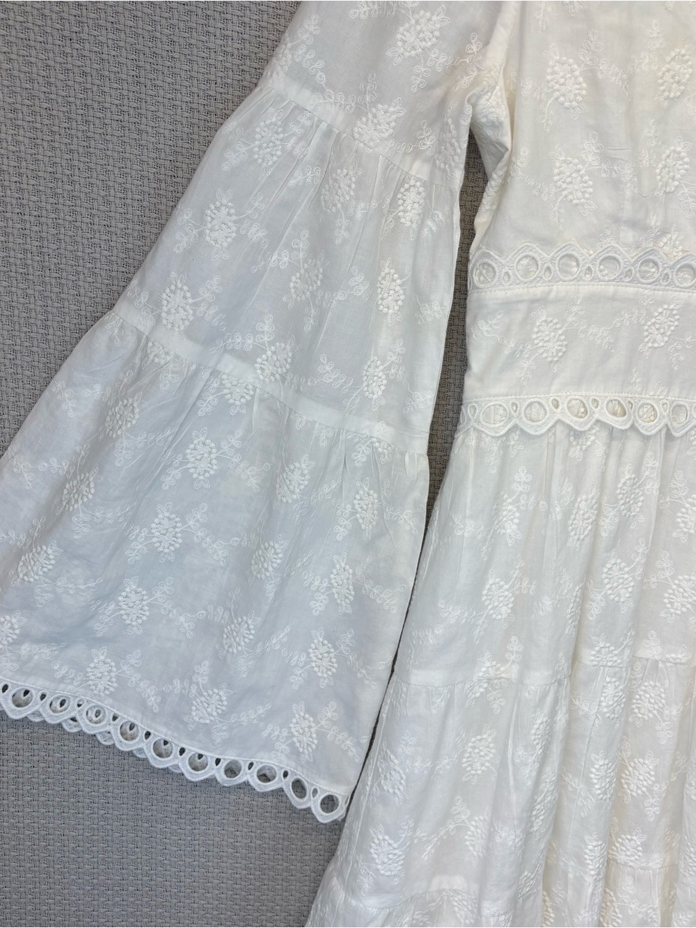 Lost + Wander Everlasting Love Bell Sleeve Cotton Eyelet White Dress Small Boho - Picture 3 of 11